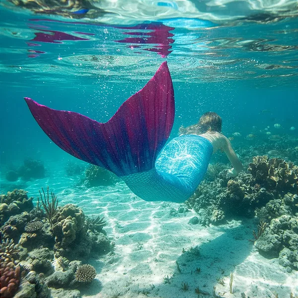 Cauda De Sereia Completa Nadar Nadadeira Sapatinho Ana Julia