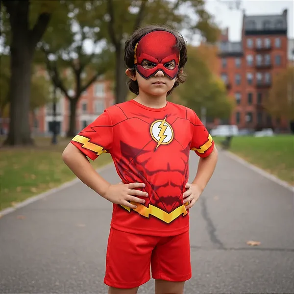 Fantasia Flash Infantil Curta Pop Nova Liga Da Justiça