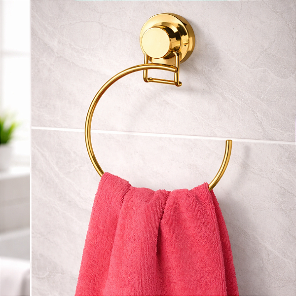 Toalheiro Argola Suporte Porta Toalha Rosto Fixação Ventosa
