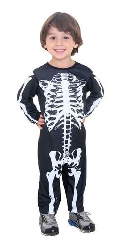 Fantasia Esqueleto Bebê Infantil Caveira Osso Longa Halloween