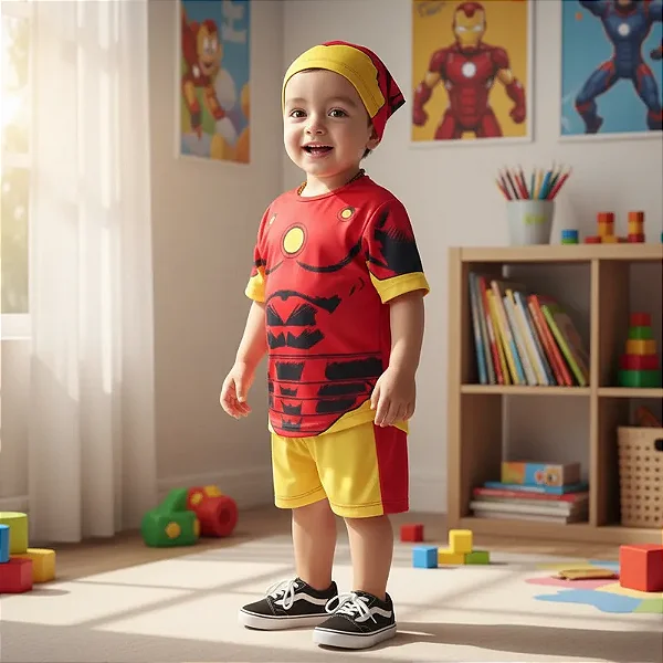 Fantasia Homem De Ferro Iron Man Bebê Macacão C/ Touca Filme