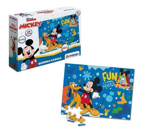 Quebra-cabeça Mickey Disney Com 60 Peças Pedagógico Infantil