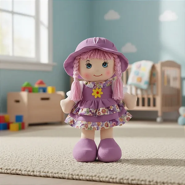 Boneca Maria Chiquinha Pano Bebê Criança Naninha Macia