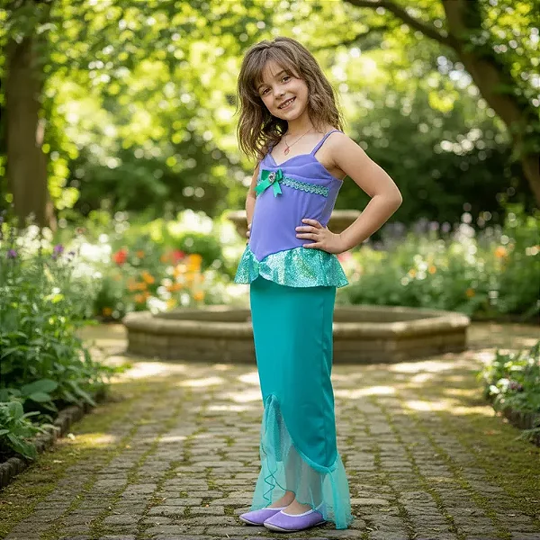 Fantasia Sereia Princesa Infantil Vestido Longo Festa Peixe
