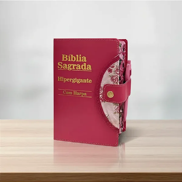 Bíblia Sagrada Letra Hipergigante Com Harpa c/ Caneta Pink