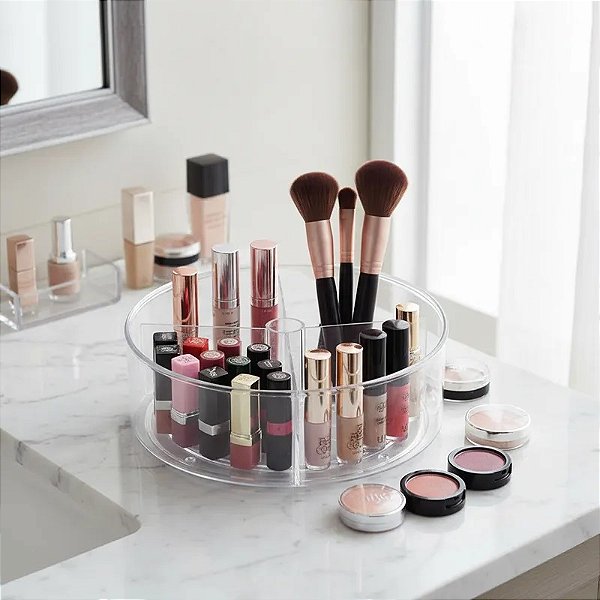 Organizador Expositor Multiuso Giratório 3 Divisória Bancada