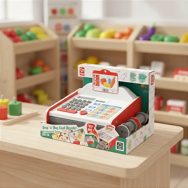 Caixa Registradora Hape Madeira Com Scanner Supermercado