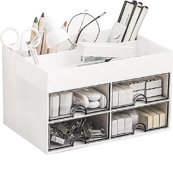Organizador De Mesa Gaveta Escritório Multiuso 4 Gavetas