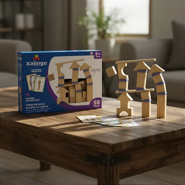 Jogo Torre Em Risco Desafio Das Cartas 50 Peças Infantil