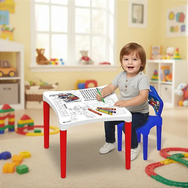Mesa Com Cadeira Para Atividades Desenha E Apaga Avengers