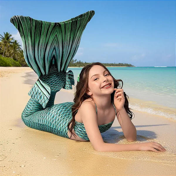 Cauda Sereia Completa Confortável p/ Nadar Nadadeira Valentina