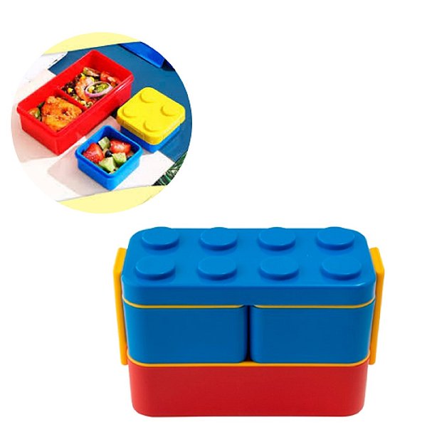 Marmita Lancheira Infantil Em Formato Bloco De Montar