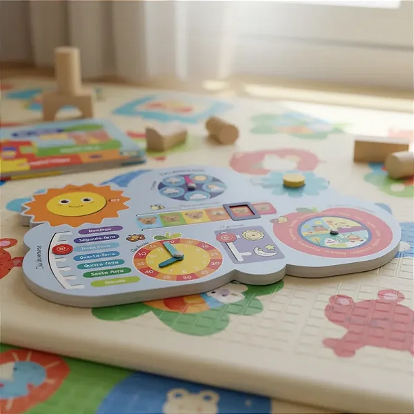 Brinquedo Calendário Infantil Animado Madeira Autismo Educativo