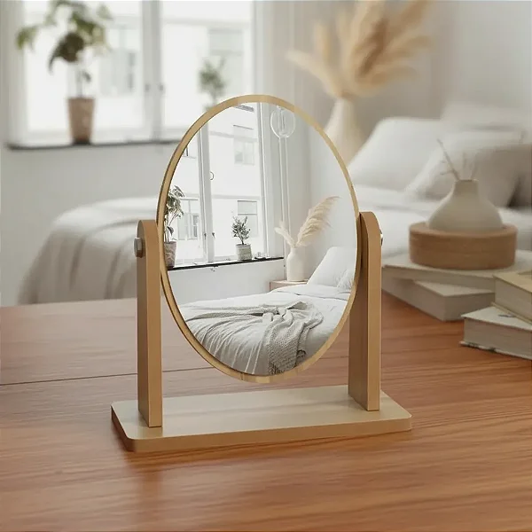 Espelho Oval Decorativo De Mesa Bancada Maquiagem Elegante