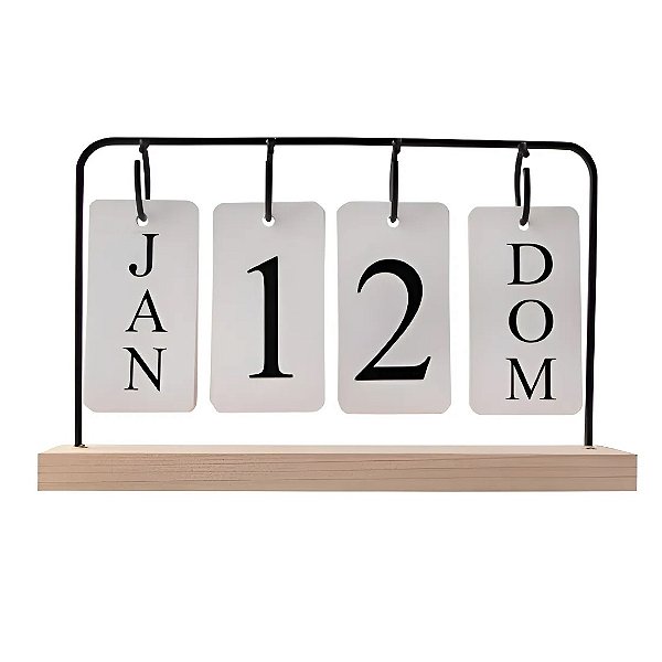 Calendário Permanente De Mesa Madeira decoração Home Ofice