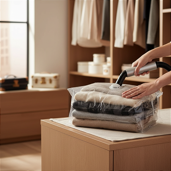 Saco A Vacuo Organizador Protetor Roupa Cobertor 60x80 Cm
