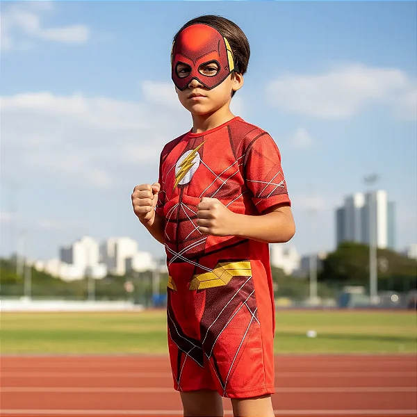 Fantasia Flash Infantil Curta Com Músculo Liga Da Justiça