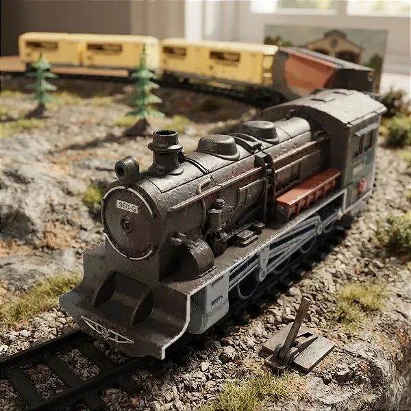 Ferrorama Super Locomotiva Com Farol Luz Trem Elétrico Pista