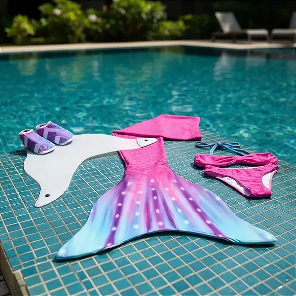 Cauda de Sereia Completa Confortável Nadar Nadadeira Celine