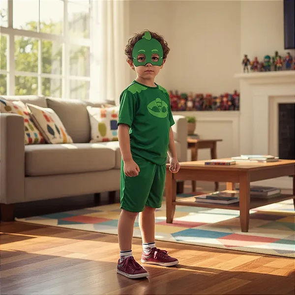 Fantasia Pj Masks Menino Lagartixo Gekko Curto Pjmasks