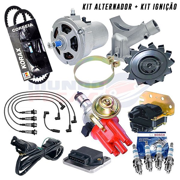 Kit Alternador 55ah + Ignição Eletrônica Fusca Bras Completo