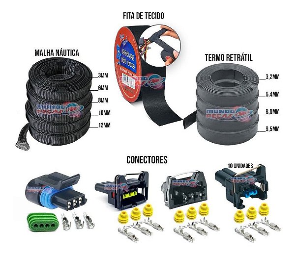 Kit Montagem Chicote Conector Malha Termo Fueltech Pandoo Tc