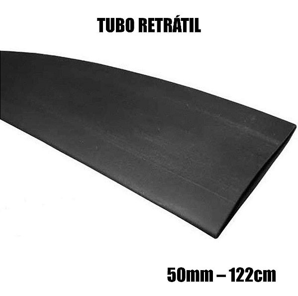 Espaguete Tubo Termo Retrátil Adesivado Cola 50mm 122cmpreto