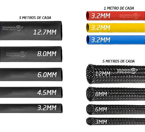 Malha Nautica Expansiva Preta Kit 3mm 6mm 8mm 12mm  + Termo