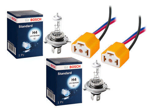 Par Lâmpada Farol H4 12v 60w 55w Bosch com Soquete De Cerâmica