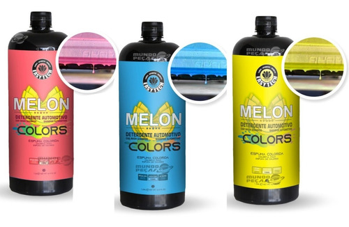 3 Shampoo Melon Colors Espuma Azul Amarela Rosa 1,5l Easytec