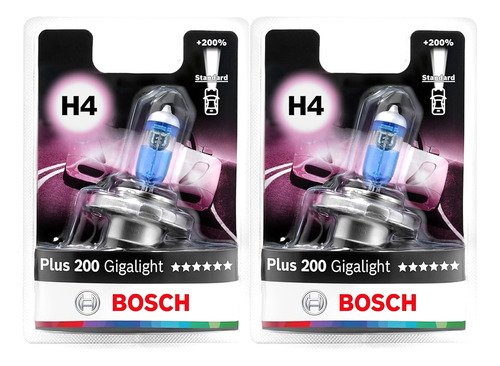 Par Lâmpada Bosch H4 60/55w Giga Light Plus 200% + Luz