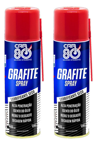 2x Grafite Spray Car 80 Lubrificante A Seco 300ml Uso Geral