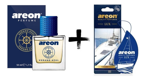 Kit Aromatizante Automotivo Verano Azul Perfume 50ml + Folha