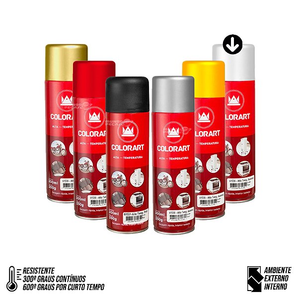 Tinta Spray Alta Temperatura Branco - 600ºc- Colorart