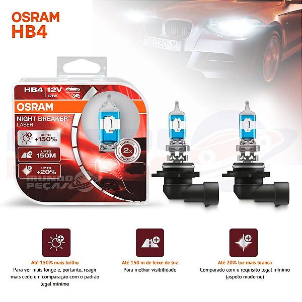 Lampada Osram Night Breaker Laser Hb4 9006 Par 150% Luz