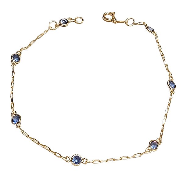 Pulseira em ouro 18k com zircônias azul