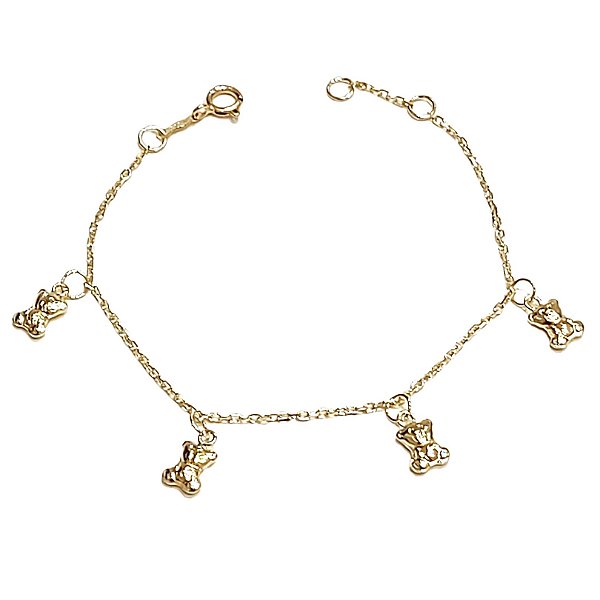 Pulseira baby de ouro 18k com ursos