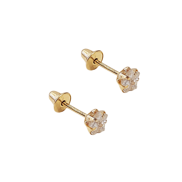 Brinco baby em ouro 18k com estrela de zircônia 3mm