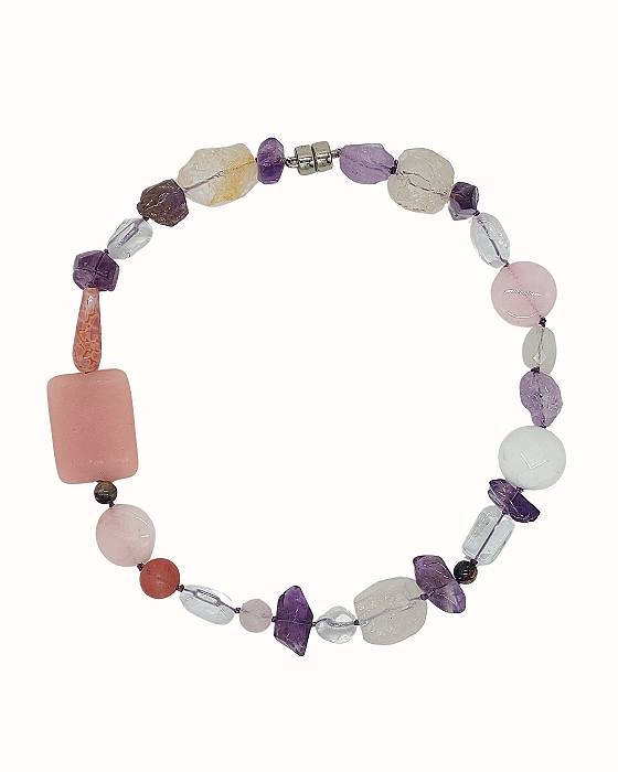 Colar Médio de Ametista com Mix de Pedras