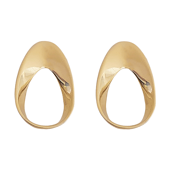 Brinco de prata lisa e banho de ouro amarelo 18k