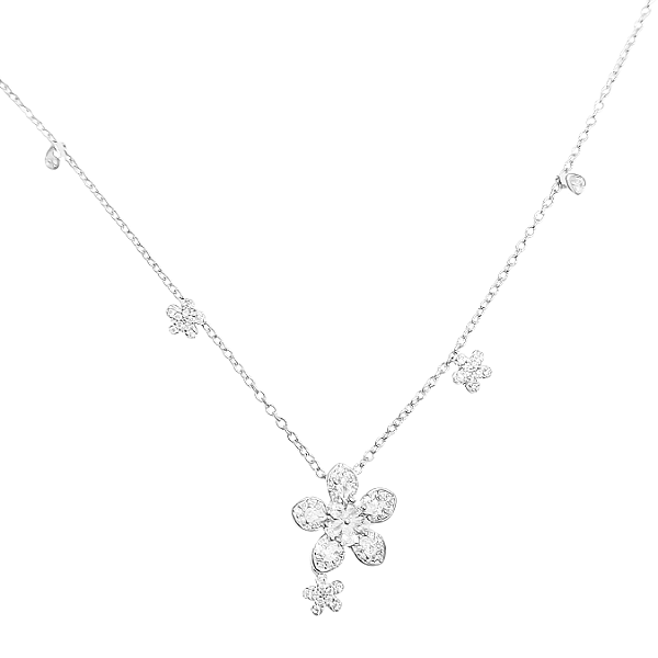 Corrente com pingente flor em prata 925