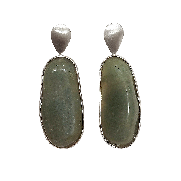 Brinco em prata 925 com pedra natural quartzo verde