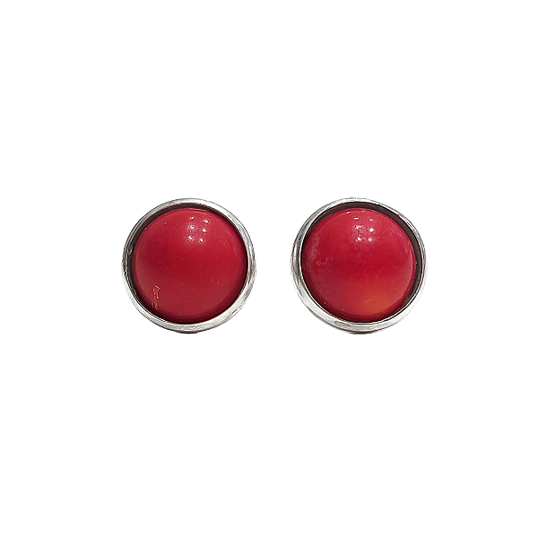Brinco em prata 925 com coral 13mm