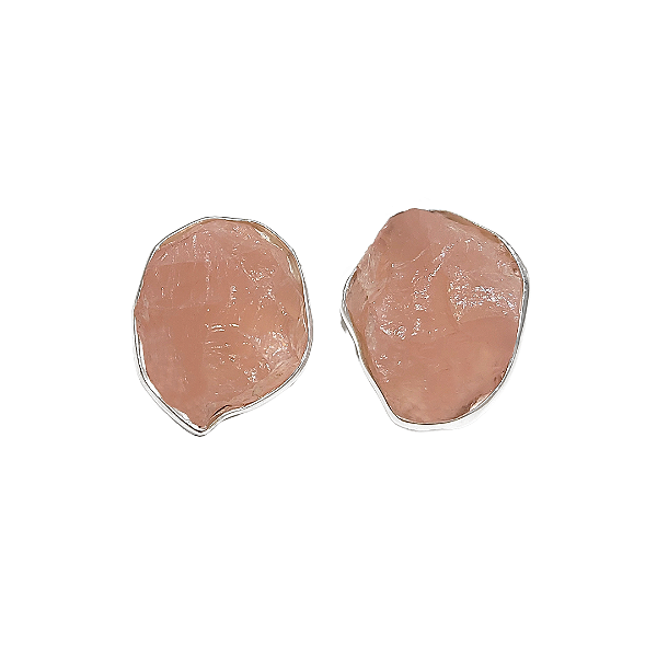 Brinco de pressão em prata 925 com quartzo rosa natural