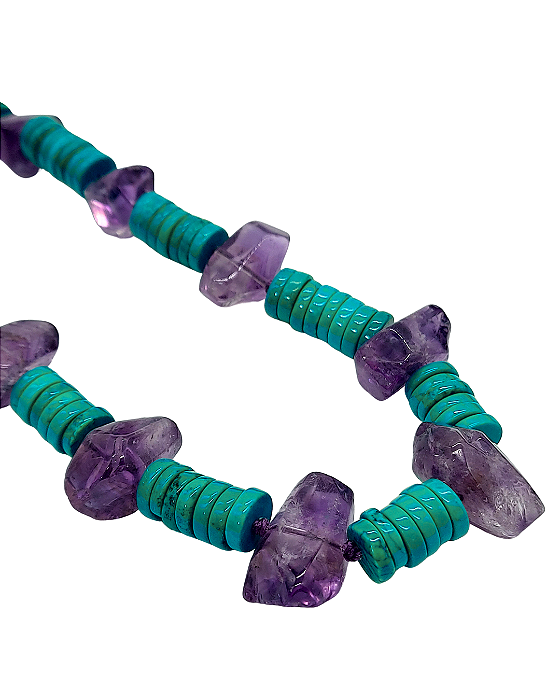 Colar Médio de Turquesa e Ametista