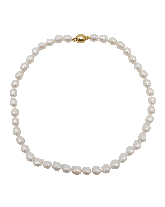 Colar de Pérolas Brancas com Fecho de Ímã