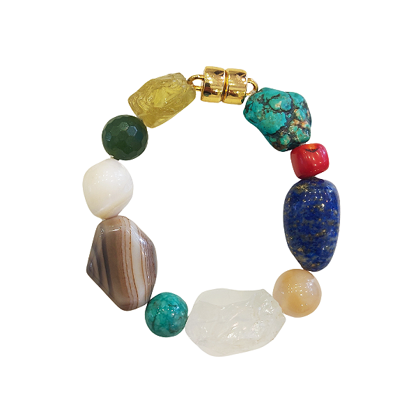 Pulseira 20cm de mix de pedras naturais