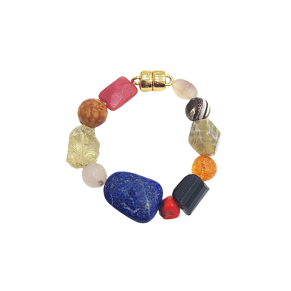 Pulseira 19cm de pedras naturais e fecho imã