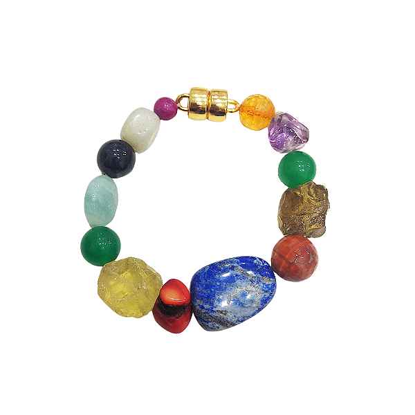 Pulseira 21cm montada com pedras naturais