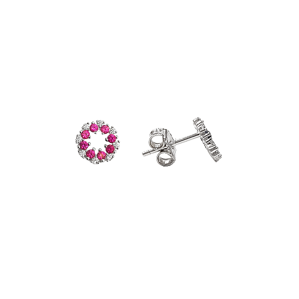 Brinco 8,5mm de prata 925 com zircônias brancas e rosas